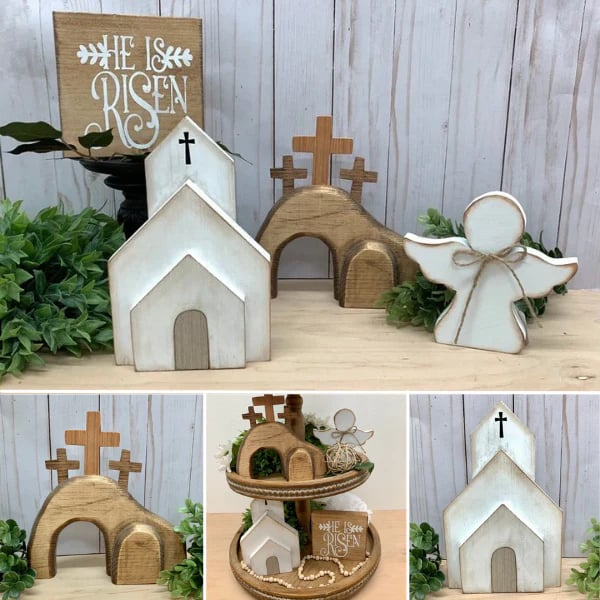 He is Risen Tiered Tray Decor, Easter Tier Tray Decor, Jesus Tomb