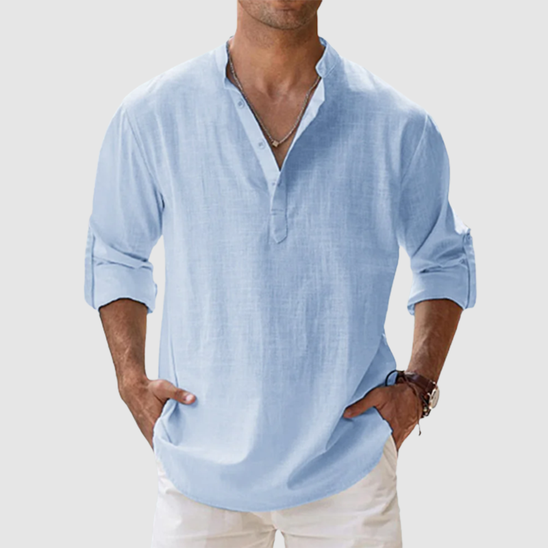 Men's  Cotton Linen Casual Long Sleeve Shirt