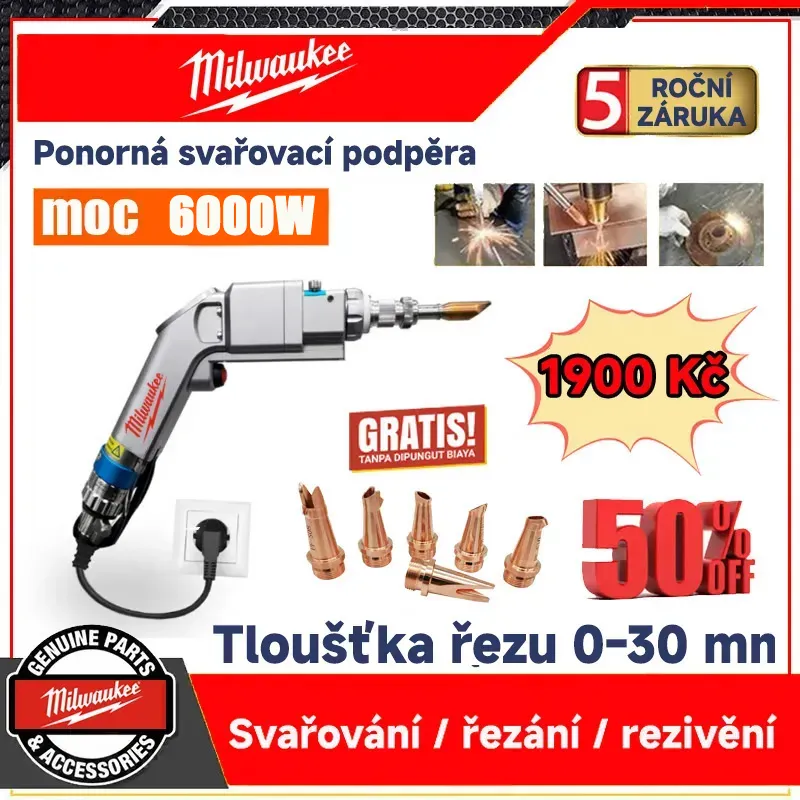Laserový svařovací stroj (tři v jednom) nejnovější model Milwaukee 2024 svařování + řezání + odstranění rzi 8000W