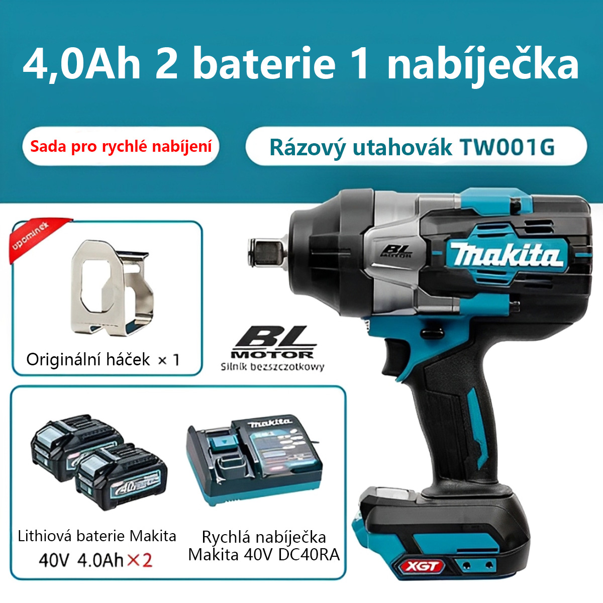 [Zásilka z Japonska] Elektrický rázový utahovák Makita TW001G 40V