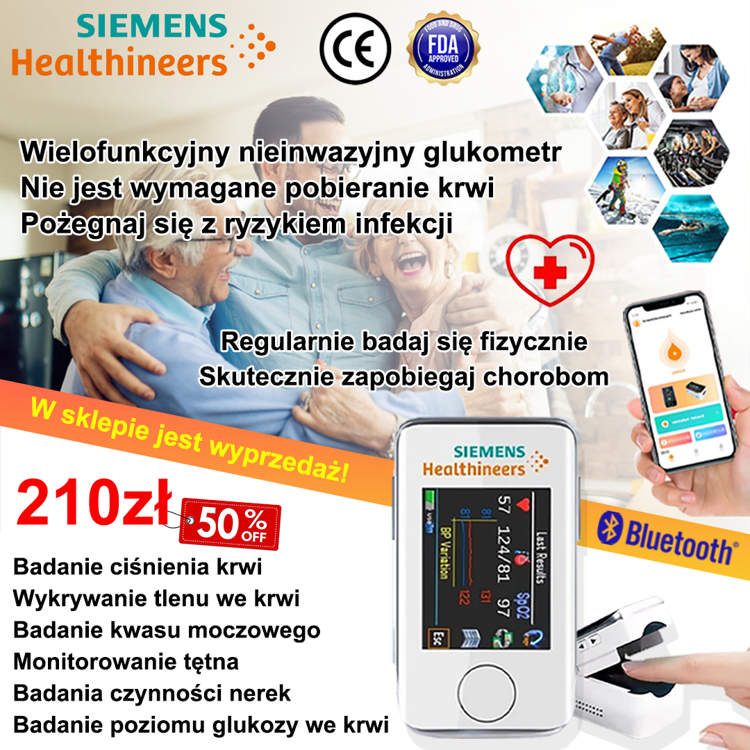 💓Bezbolesny i nieinwazyjny, przenośny glukometr firmy Siemens, nie wymaga pobierania krwi, pożegnaj się z infekcjami!✅