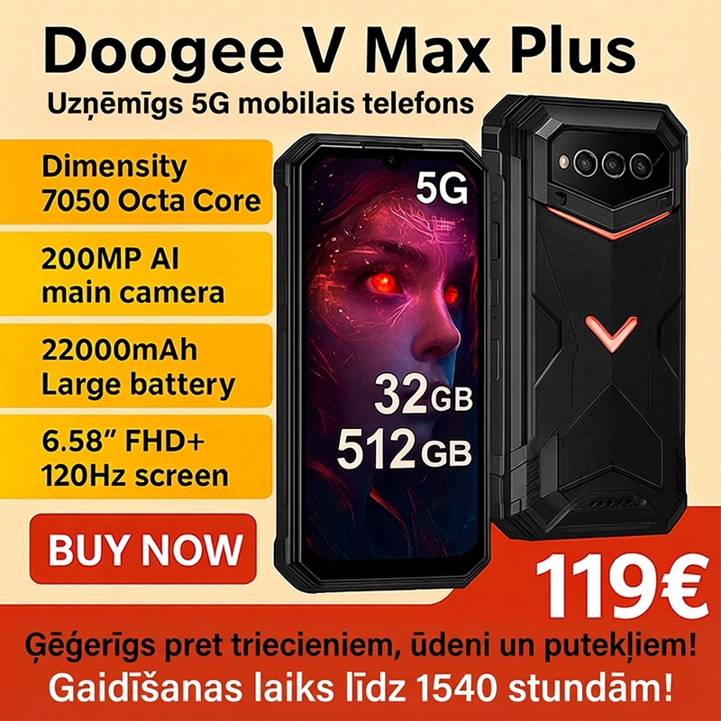 🔥Doogee V Max Plus — izturīgs 5G viedtālrunis, globāla versija✅