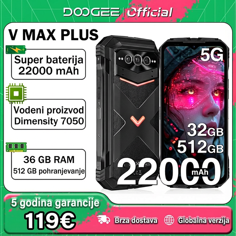 👉Doogee V Max Plus - Robusni 5G pametni telefon, globalna verzija✅