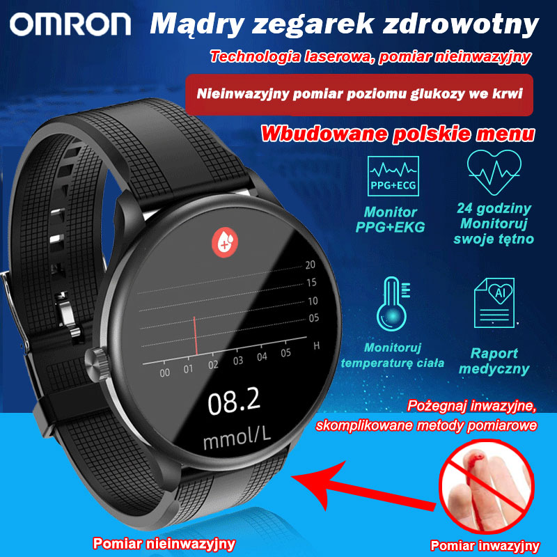 Inteligentny zegarek zdrowotny Omron (pomiar nieinwazyjny)