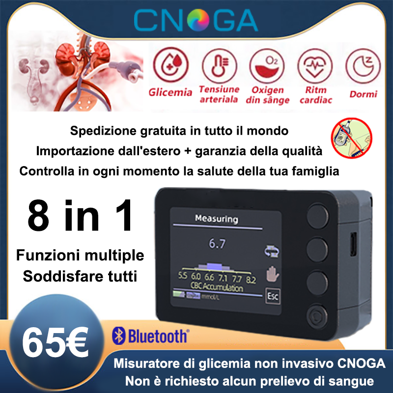 💖Misuratore di glicemia CNOGA non invasivo e multifunzionale, non necessita di prelievo di sangue: di' addio ai rischi di infezione! ✅