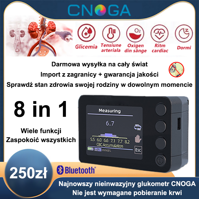 💓Nieinwazyjny, wielofunkcyjny glukometr CNOGA, nie wymaga pobierania krwi, pożegnaj się z ryzykiem infekcji!🎀