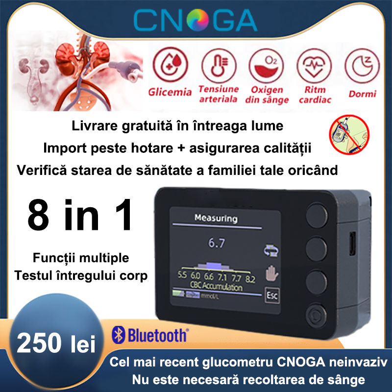 💖Glucometru multifuncțional neinvaziv CNOGA, nu este nevoie de prelevare de sânge, spune adio riscurilor de infecție! ✅