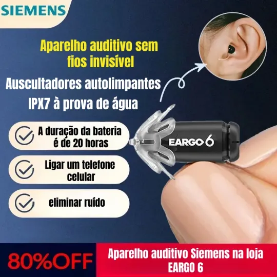 Aparat słuchowy Siemens EARGO 7 OTC: niewidoczny, ładowalny, elastyczny CIC, zatwierdzony przez FDA.