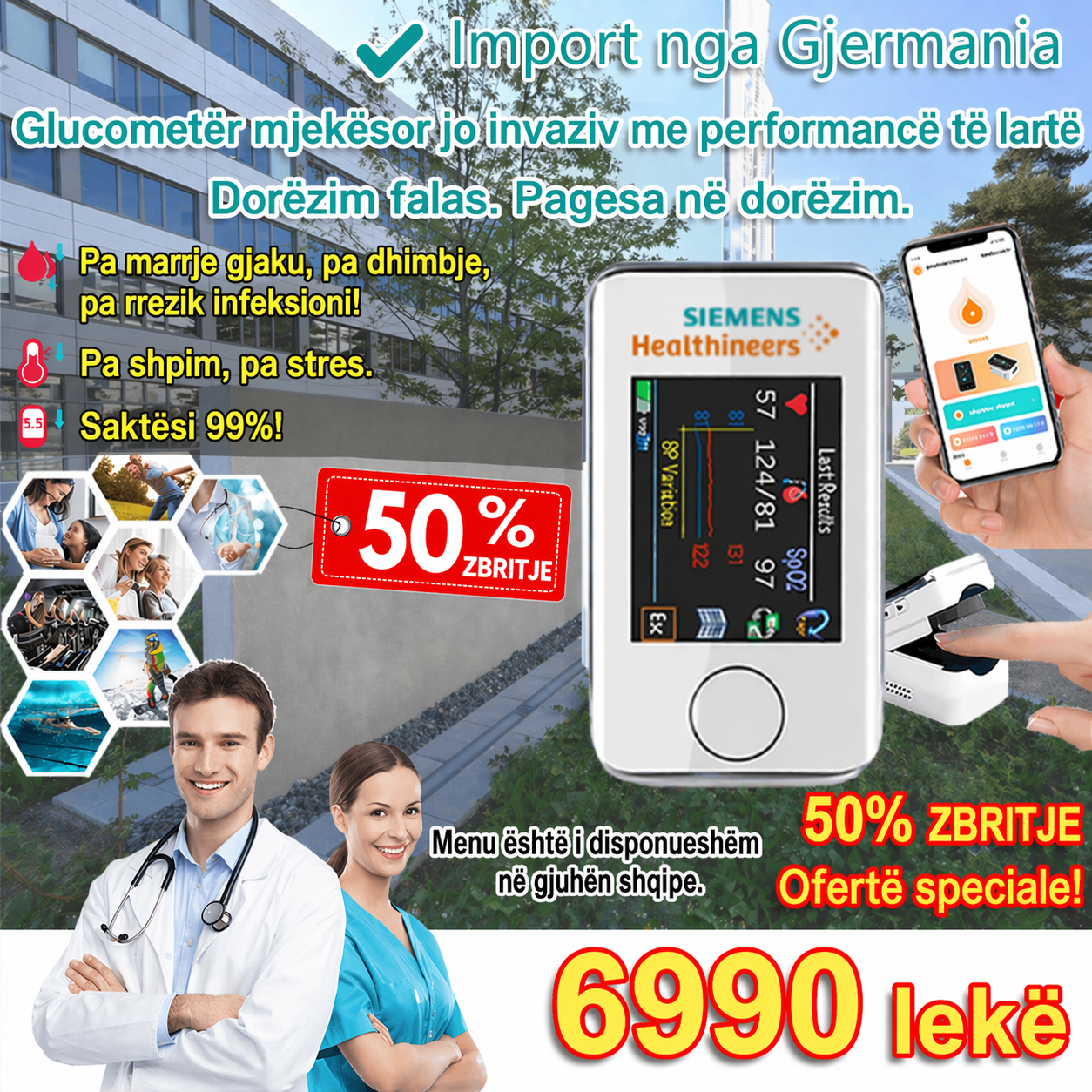 💓Matës glukoze në gjak portativ, pa dhimbje dhe jo invaziv që nuk kërkon marrje mostrash gjaku: thuajini lamtumirë infeksioneve! ✅