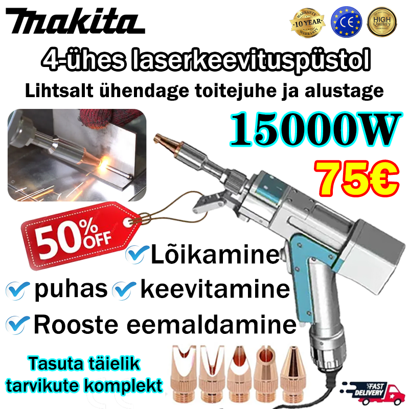 ⚙️[Poe eripakkumised] Innovatiivne Makita 15000 W 4-ühes kaasaskantav laserkeevituspüstol💪