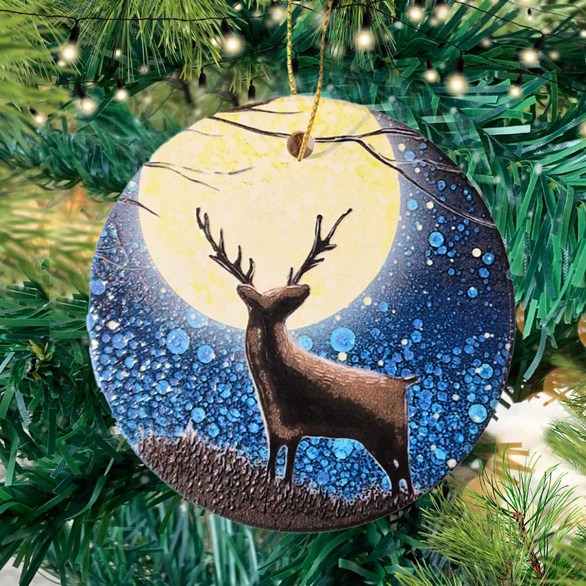 🌙DoubleSided Moonlight Animal Painted Christmas Ornaments🎄
