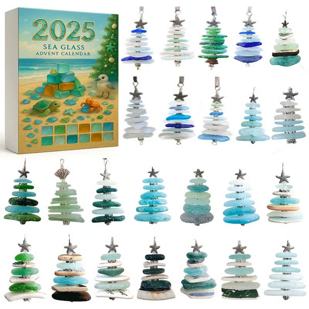 Sea Glass Christmas Tree Advent Calendar - Christmas Tree Countdown Calendar