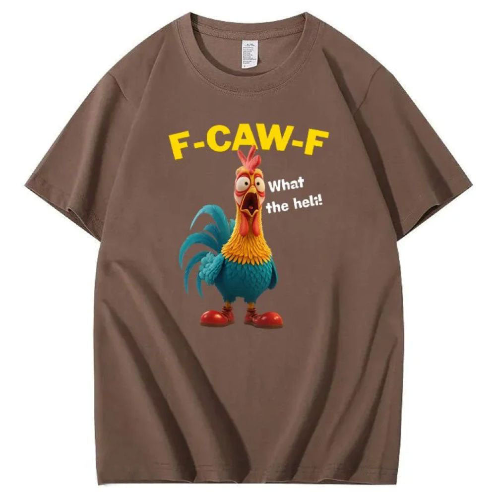 F-Caw-F What The Heli Crazy Chicken Pattern T-Shirt
