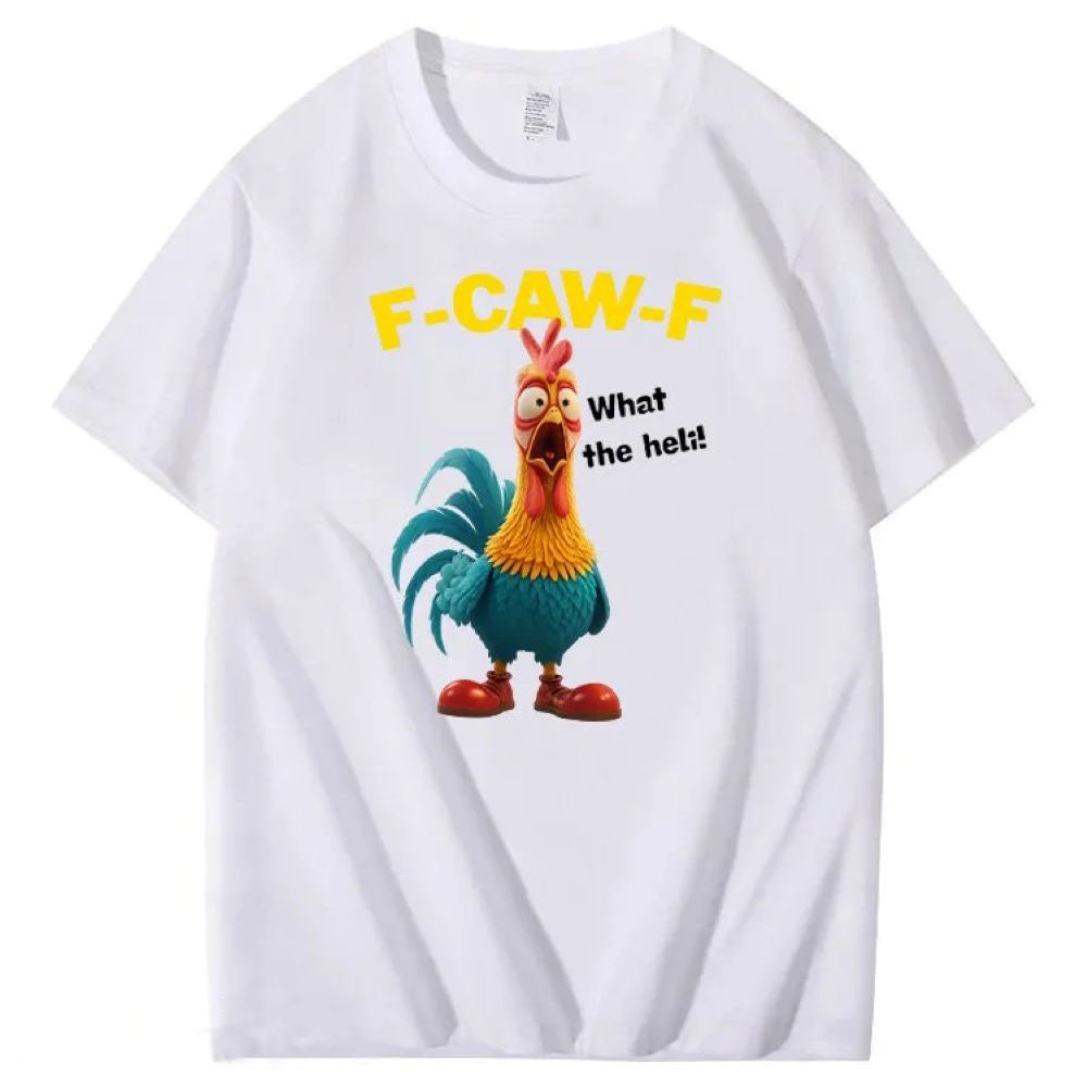 F-Caw-F What The Heli Crazy Chicken Pattern T-Shirt