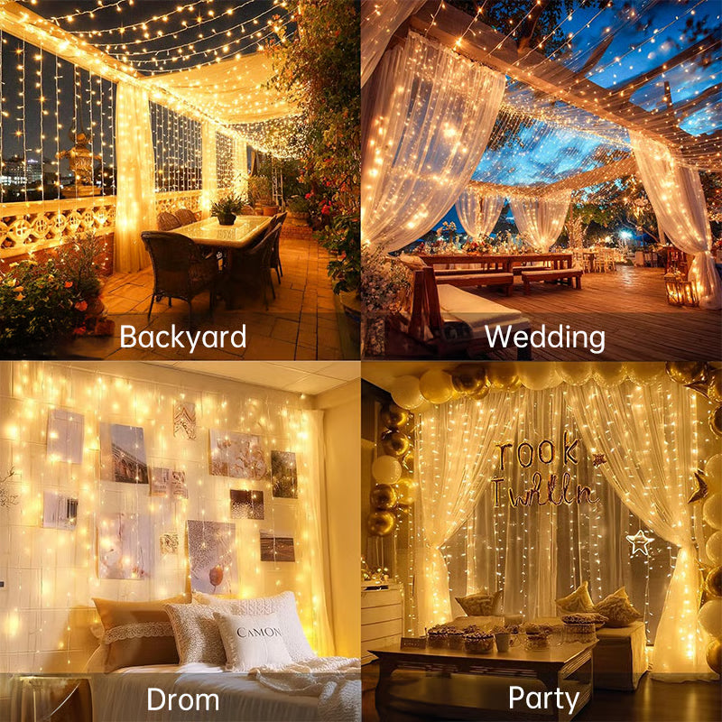 Remote-Control Led Curtain Light - 9.8*9.8 FT