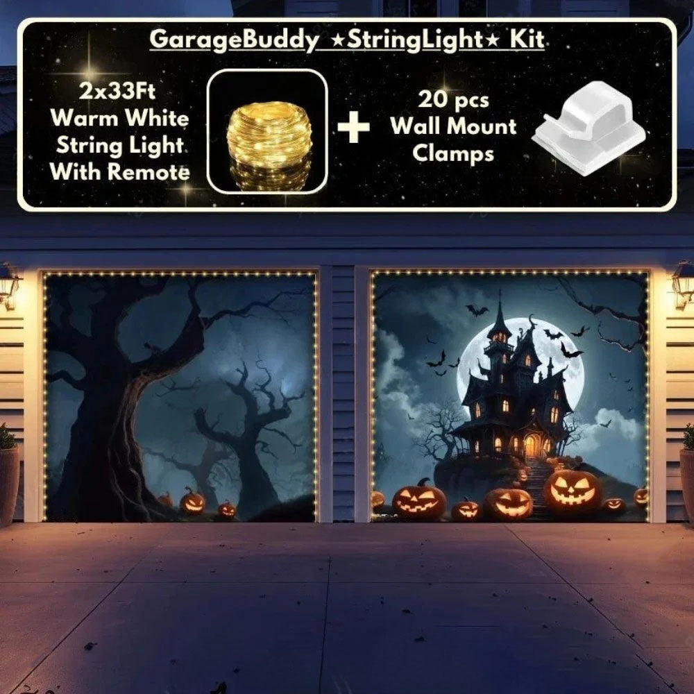 Haunted House Halloween Garage Door Covers D458