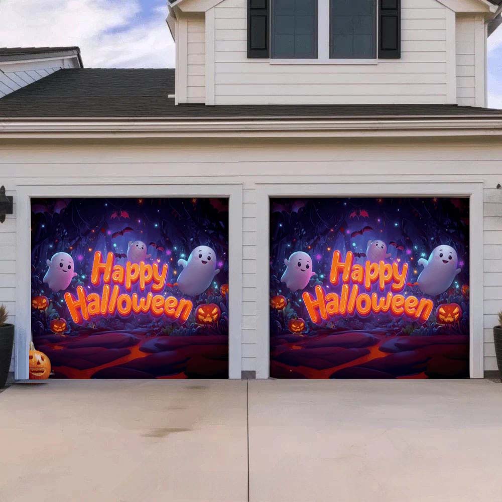 Ghost Party Halloween Garage Door Covers D465