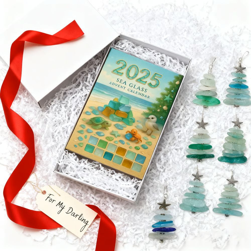 Sea Glass Christmas Tree Advent Calendar - Christmas Tree Countdown Calendar