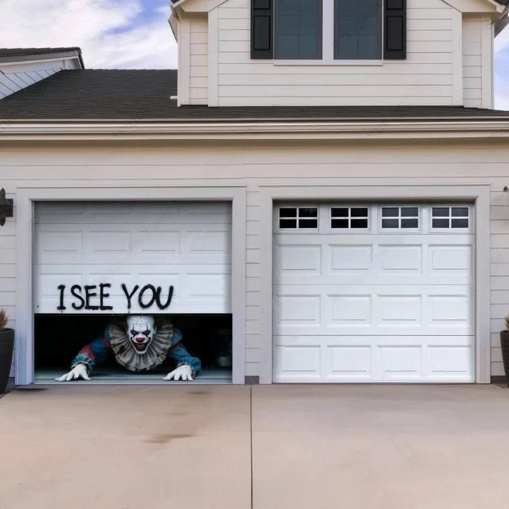 Peeking Clown Halloween Garage Door Covers D454