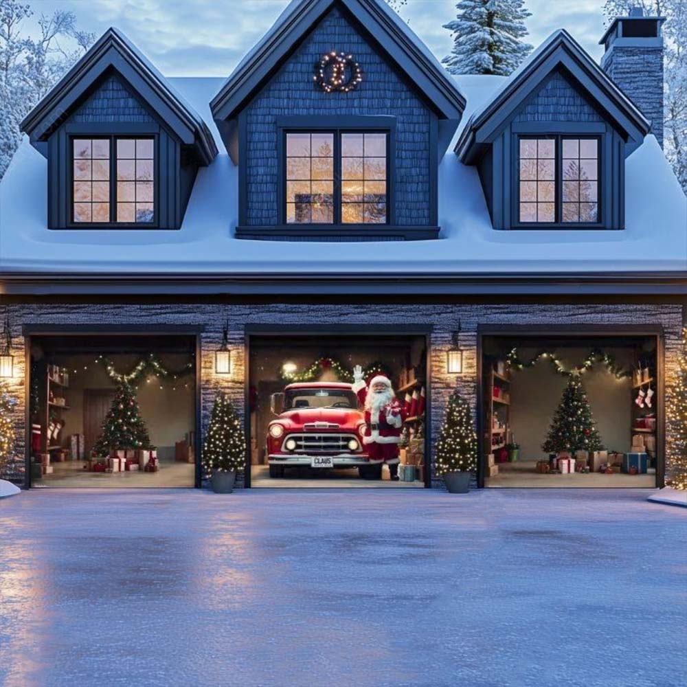 Santa's Garage - Christmas Garage Door Covers D534