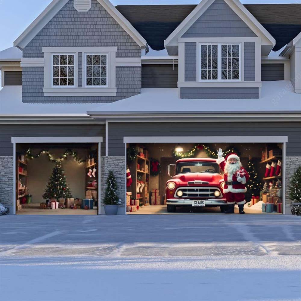 Santa's Garage - Christmas Garage Door Covers D534