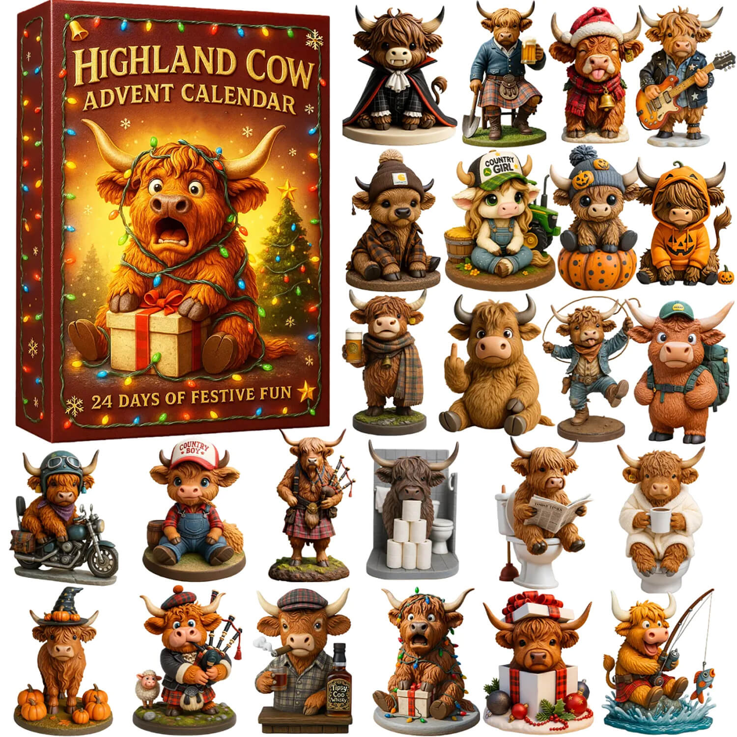 Highland Cow Advent Calendar 2026 - Highland Cow Doll (24Pcs)