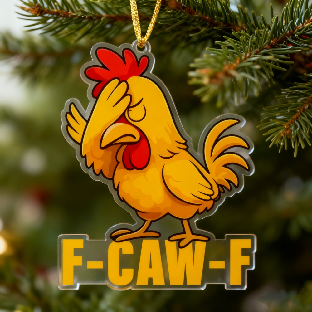 F-CAW-F Fun Face-Covering Rooster Christmas Ornament