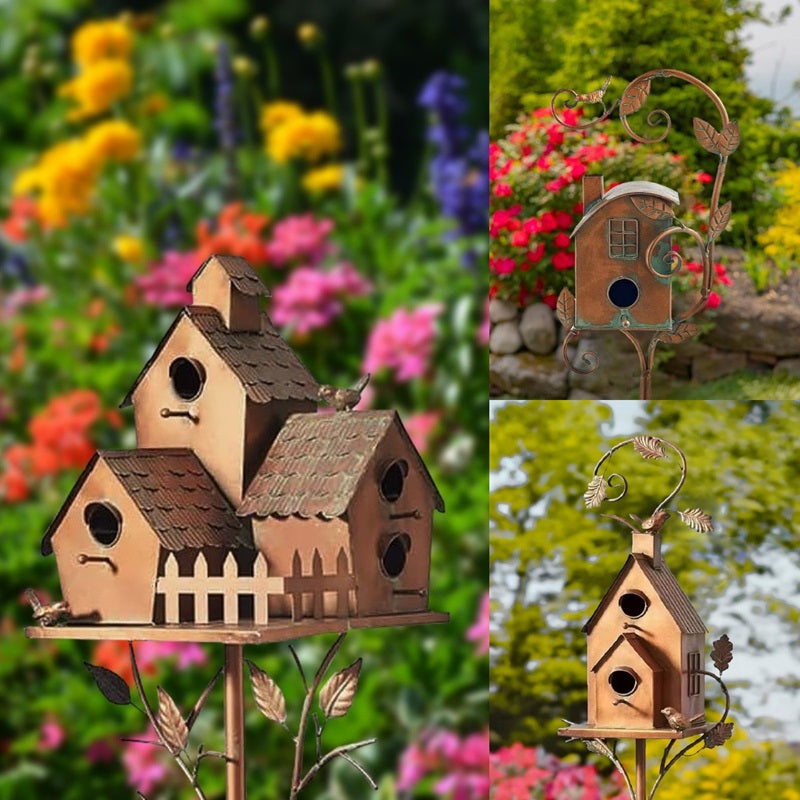 Metal Birdhouse Garden Stakes