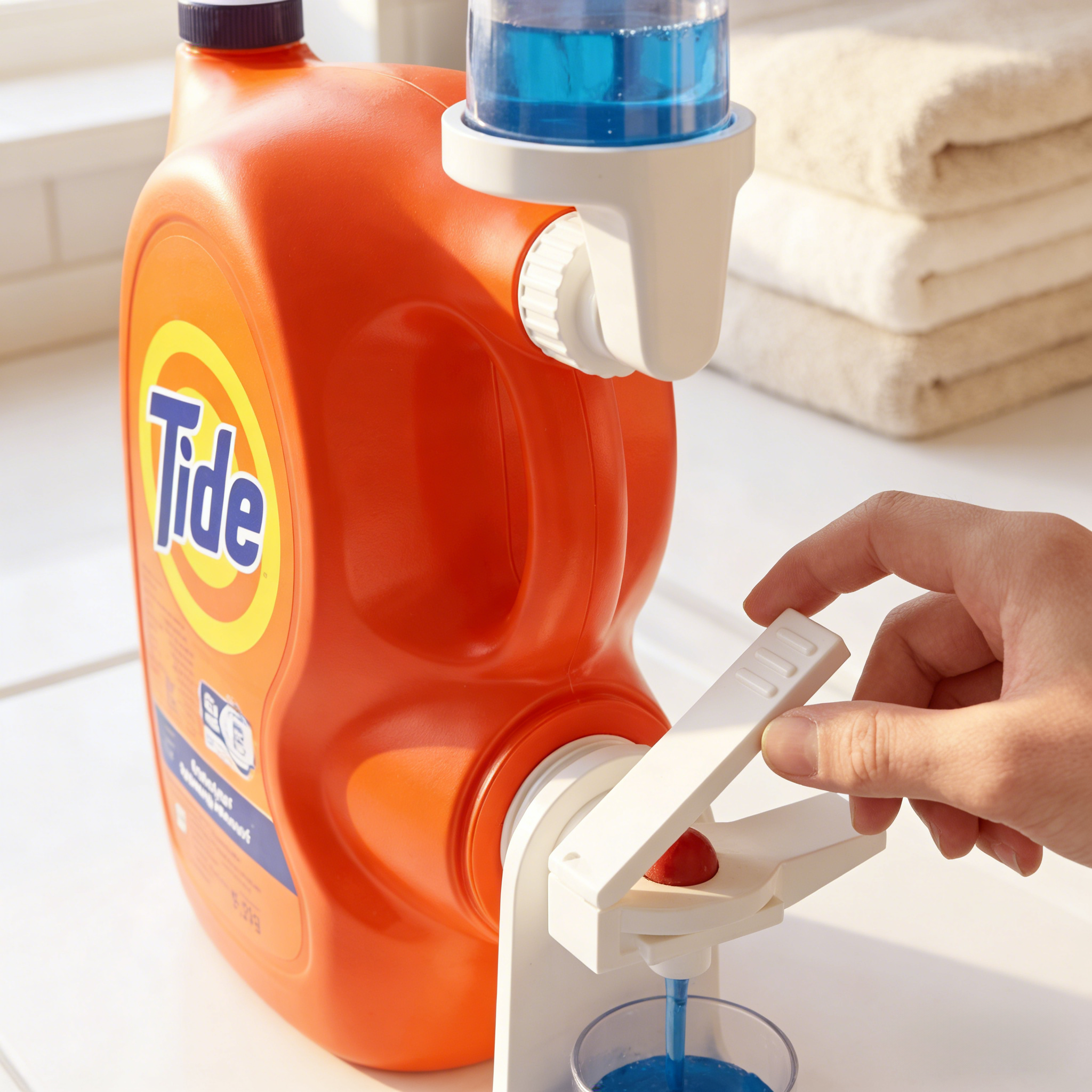 3-in-1 Laundry Detergent Station - Drip Catcher, Cup Holder & Easy-Press Lever - No More Mess!