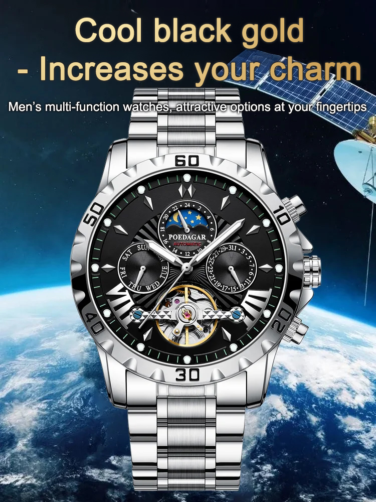 ⌚🌍A must-have luxury watch for successful men, with global auto time adjustment.