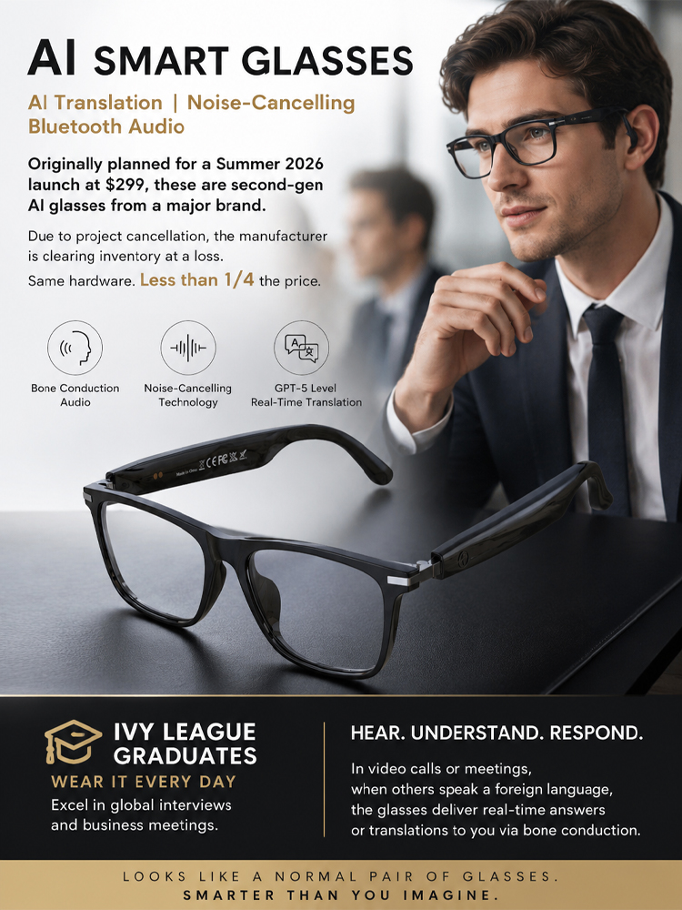 👓 Smart Auto-Focus & Tint Glasses: AI Translation, AR Nav & Carbon Fiber 4K Camera