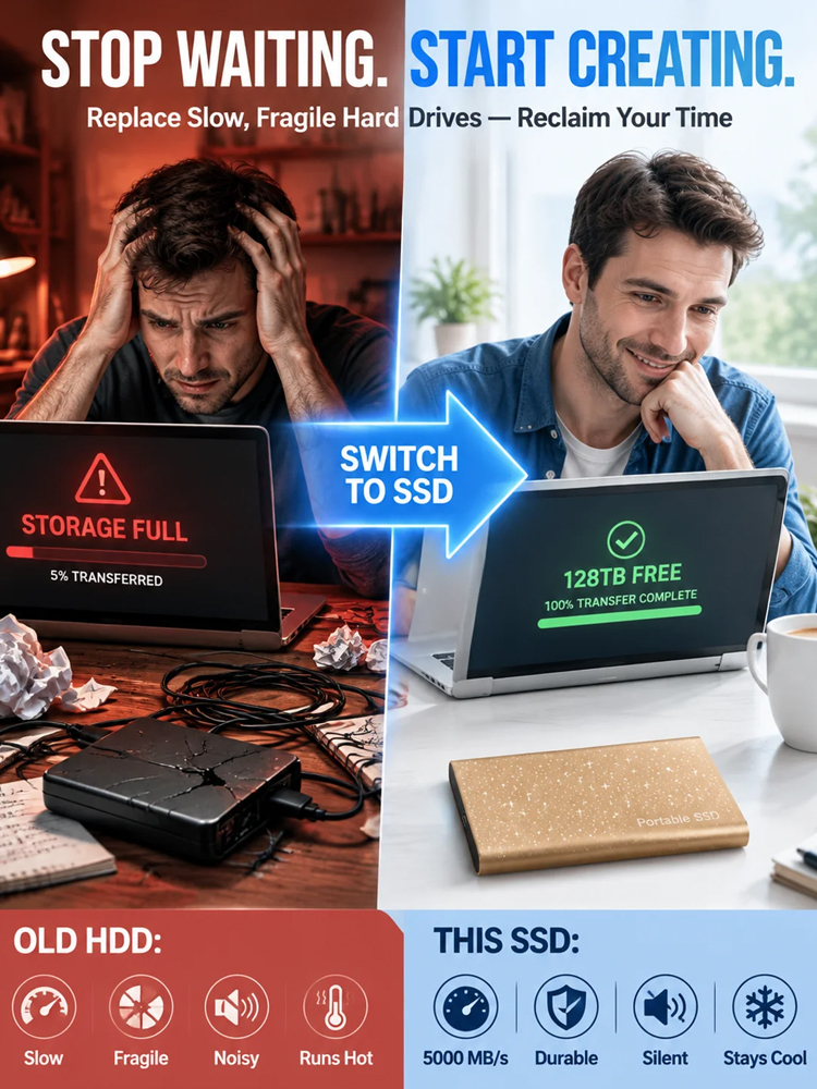 [Silicon Valley Gold Award] 128TB Ultra-Fast Portable SSD - 5000MB/s Extreme Speed | Aerospace Aluminum Shell