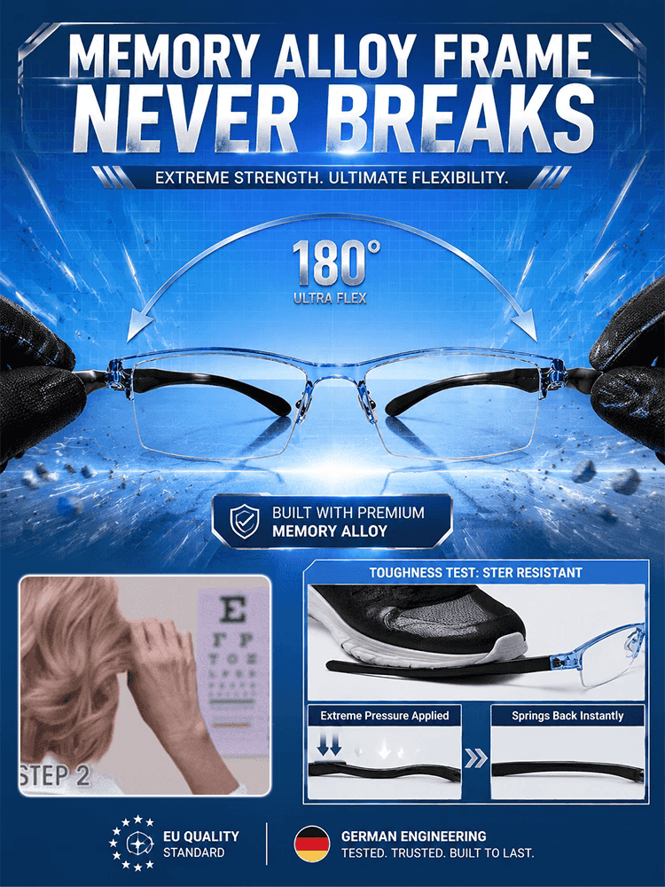 German Smart Auto-Focus Glasses: No prescription needed! Auto-adjusts reading power to your eyes for crystal clear vision near & far.