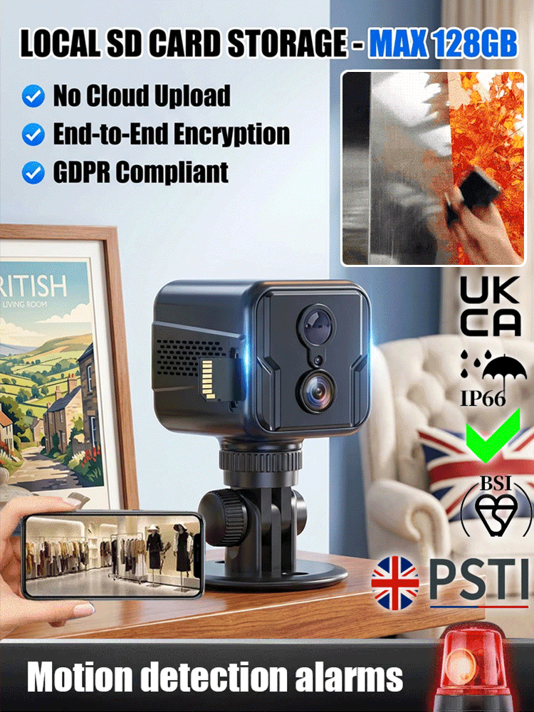 4K ultra HD mini camera for day & night!✅【No wiring, no network—plug and play! and 0 monthly fees!💰】