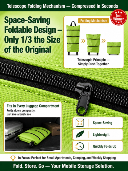 Lightweight Collapsible Wheeled Tote | No More Heavy Lifting, Built for Heavy Loads—Stock Up for the Whole Week!