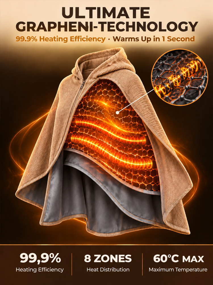 [German Quality] Next-Gen Graphene 3-Second Fast-Heat Cashmere Shawl Blanket | Your Portable Heater & Outdoor Essential