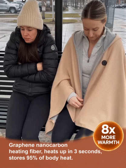 [German Quality] Next-Gen Graphene 3-Second Fast-Heat Cashmere Shawl Blanket | Your Portable Heater & Outdoor Essential