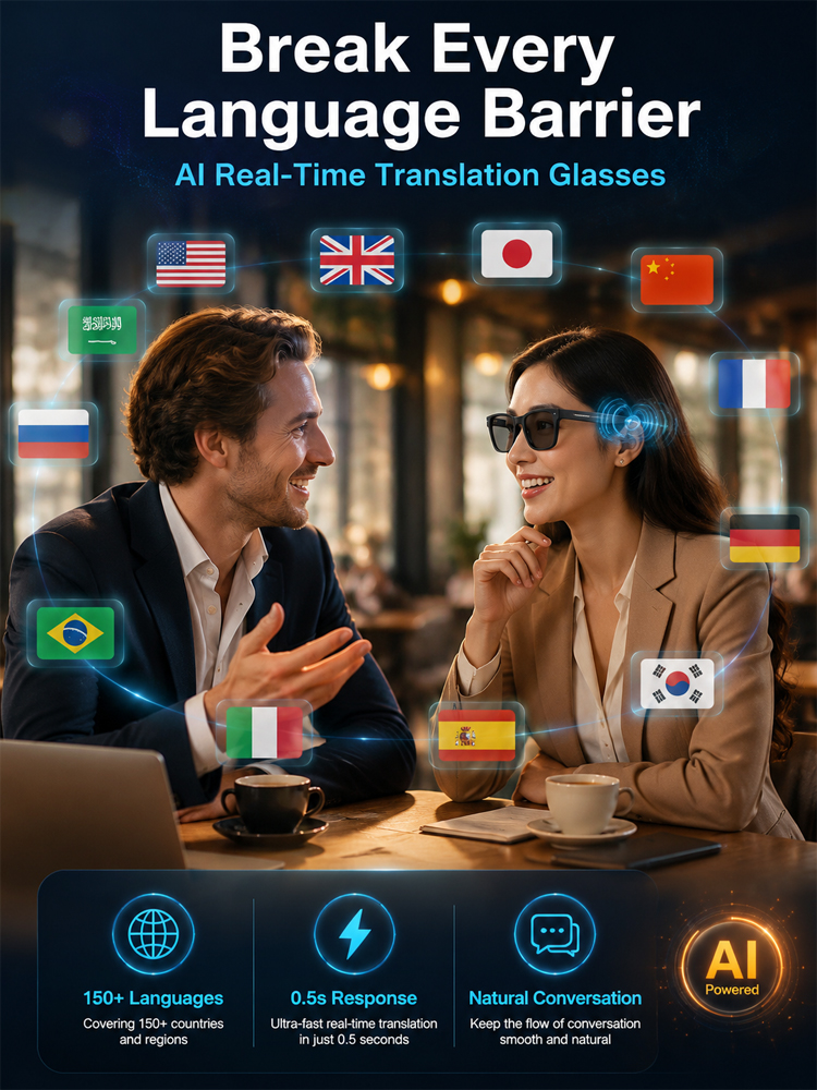 Flagship AI Smart Glasses: 3-in-1 Reading, Sunglasses & AI Glasses. Features Auto-Focus & Smart Tint Tech!