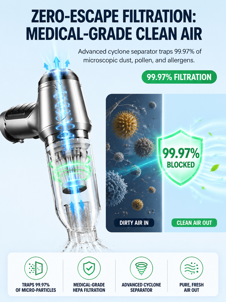 45,000Pa Hurricane 5-in-1 Vacuum | (Vacuum · Blow · Inflate · Deflate · Anti-Mite) 1 Replaces 5!