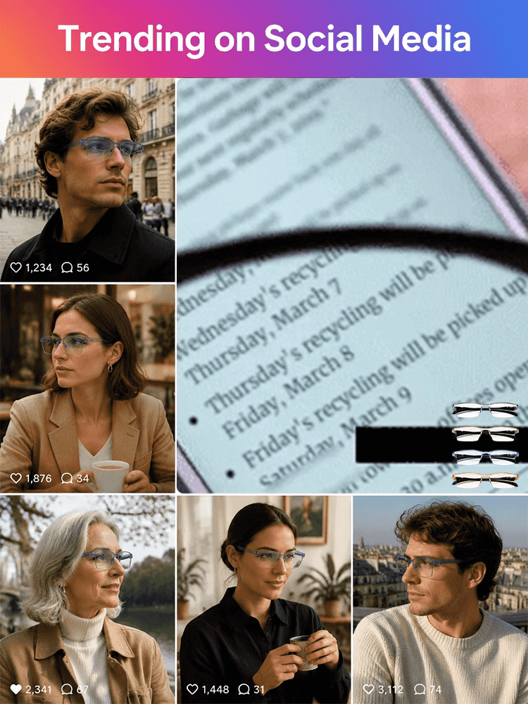 German Smart Auto-Focus Glasses: No prescription needed! Auto-adjusts reading power to your eyes for crystal clear vision near & far.