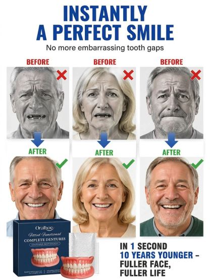 Next-Gen Smart Soft Silicone Dentures | 30-Sec At-Home Custom Fit for an Instantly Youthful, Confident Smile!