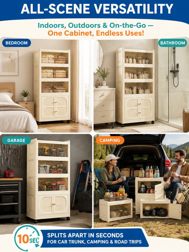[Factory Direct] Upgraded Jumbo Folding Storage Cabinet | 3-Sec Setup · 80L Capacity · 500lbs Max Load