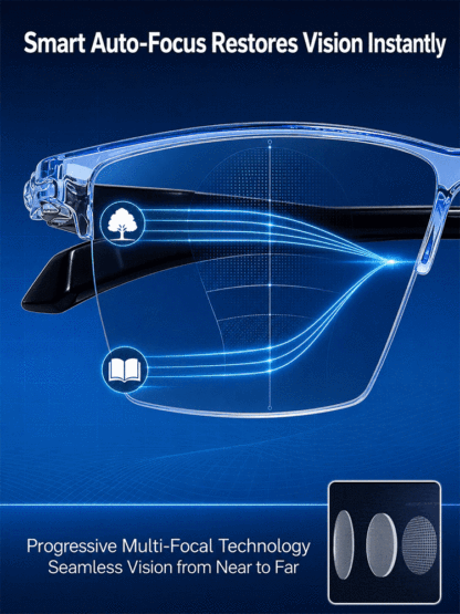 German Smart Auto-Focus Glasses: No prescription needed! Auto-adjusts reading power to your eyes for crystal clear vision near & far.
