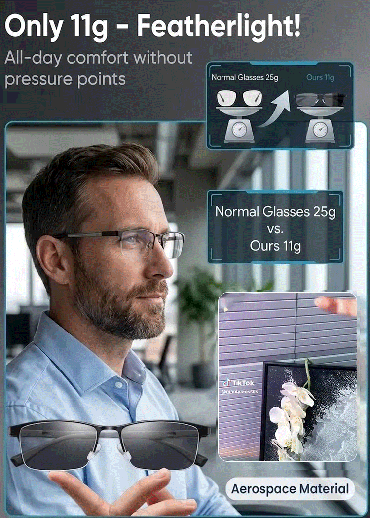 【Instant Transformation into a Stylish Man】Smart Zoom, Photochromic, Ultra-Light Glasses