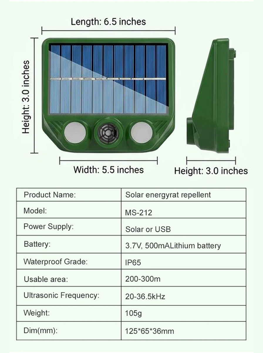 Solar Ultrasonic Animal Repellent