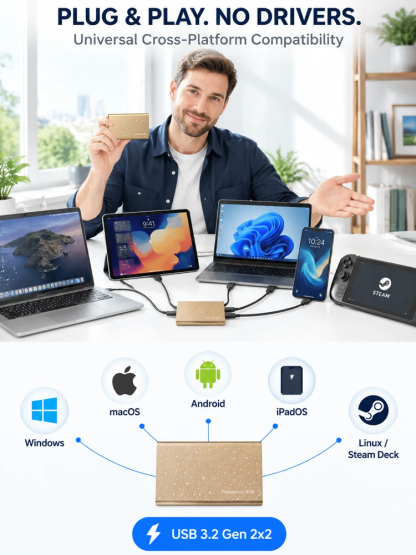 [Silicon Valley Gold Award] 128TB Ultra-Fast Portable SSD - 5000MB/s Extreme Speed | Aerospace Aluminum Shell