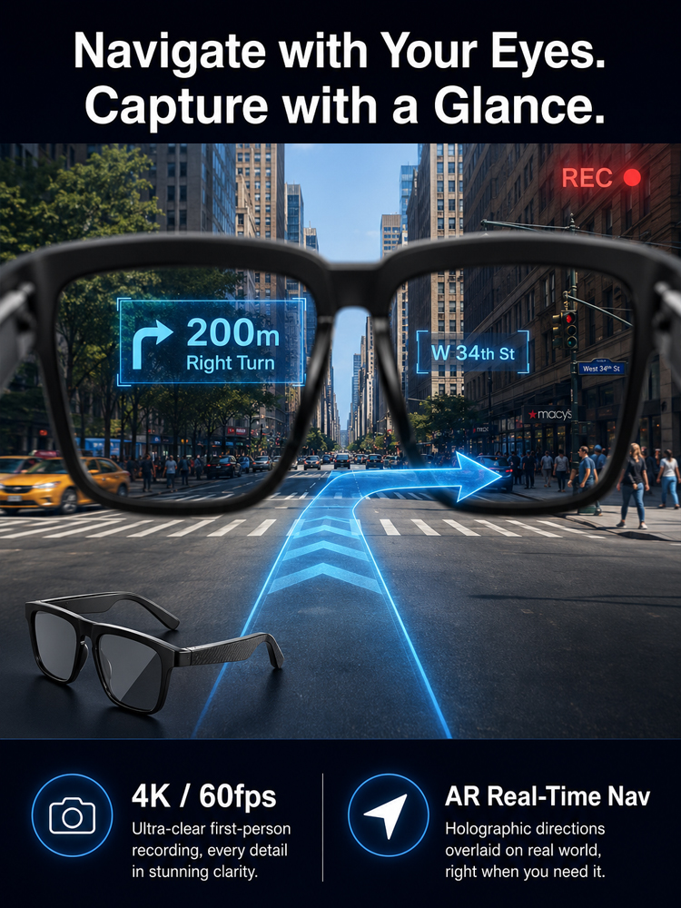 Flagship AI Smart Glasses: 3-in-1 Reading, Sunglasses & AI Glasses. Features Auto-Focus & Smart Tint Tech!