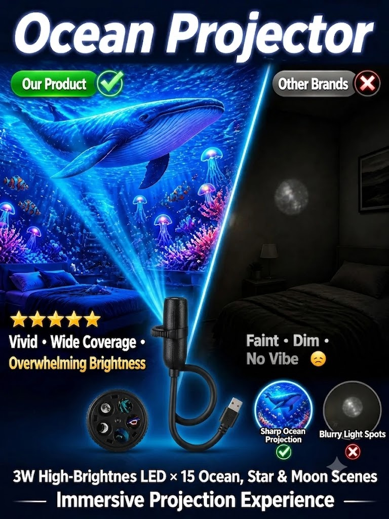 Comauo Ocean & Galaxy Projector: Ultra-HD Sphere Tech, Turns Your Room & Car Into an Aquarium in 1s.