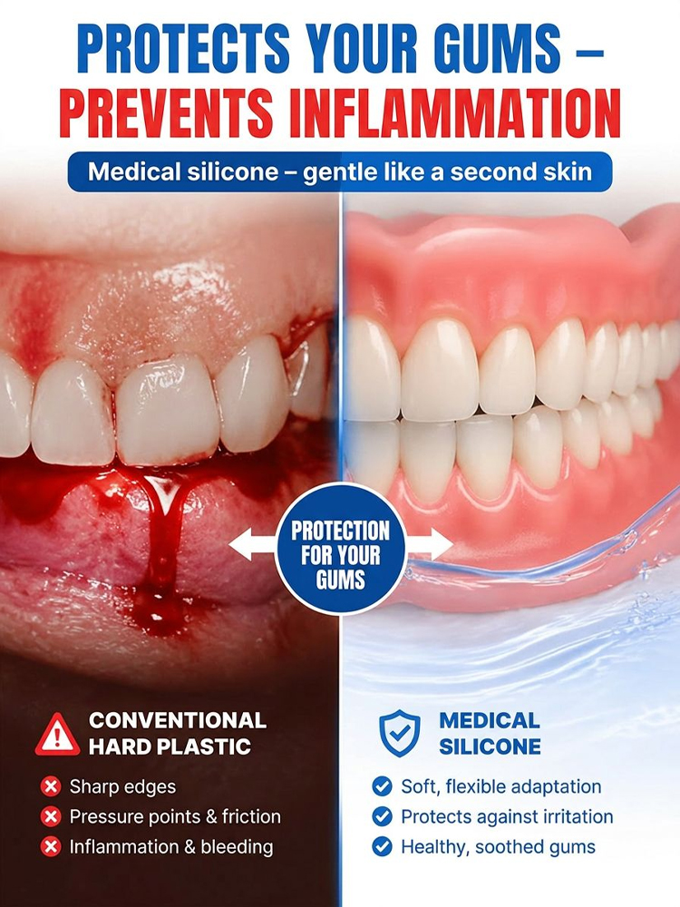 Next-Gen Smart Soft Silicone Dentures | 30-Sec At-Home Custom Fit for an Instantly Youthful, Confident Smile!