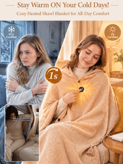 CozyKind™ Next-Gen 3-Sec Heated Graphene Cashmere Wrap | Your Wearable Heater, Perfect for Outdoors